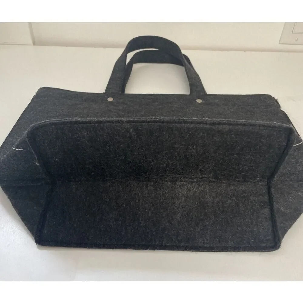VGUC Felted Grey Handbag, Flower‎ Motif, Double strap Handle